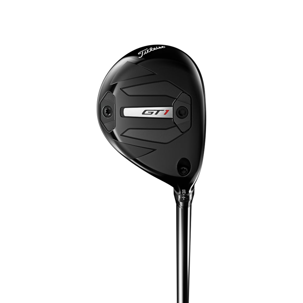 Titleist GT1 hybrid, klubbhuvudet sett snett framifrån