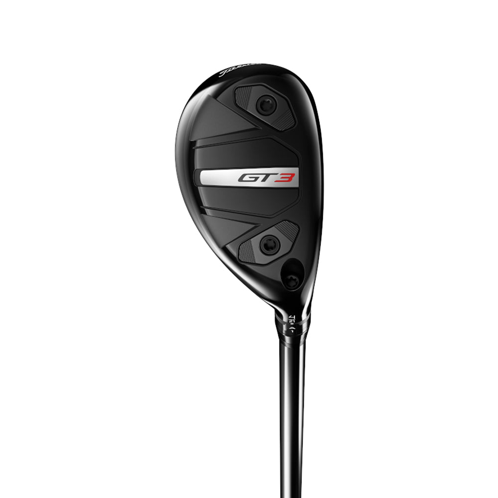 Titleist GT3 hybrid, klubbhuvudet sett snett framifrån