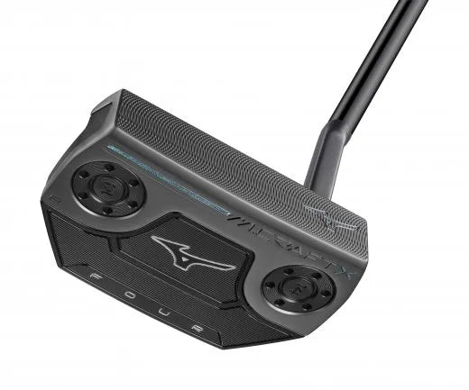 Mizuno M.Craft X S4 fyrkantig mallet-putter med slant neck, sedd ovanifrån vid adress