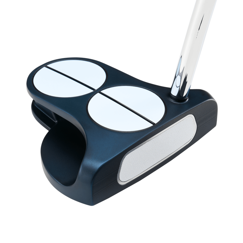 Odyssey AI-ONE 2-Ball DB mallet-putter, sedd ovanifrån med 2-Ball-sikte vid adress
