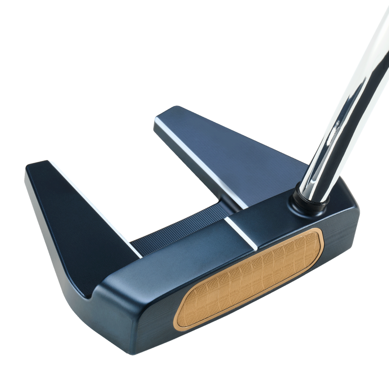 Odyssey AI-ONE Milled Seven DB helfräst fang-mallet putter, sedd ovanifrån vid adress