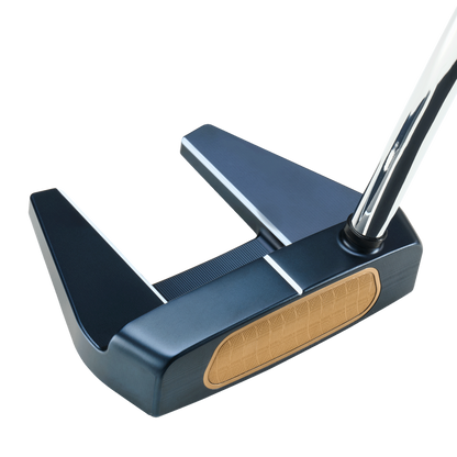Odyssey AI-ONE Milled Seven DB helfräst fang-mallet putter, sedd ovanifrån vid adress