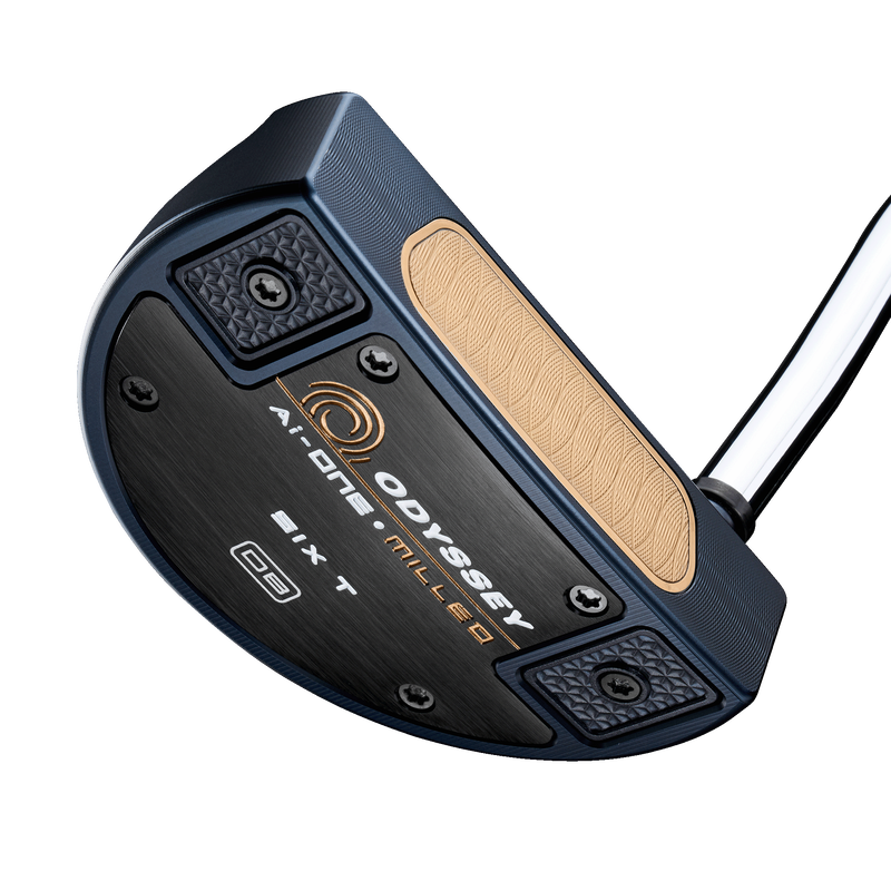 Odyssey AI-ONE Milled Six helfräst mallet-putter med Double Bend-hals, vy av sula