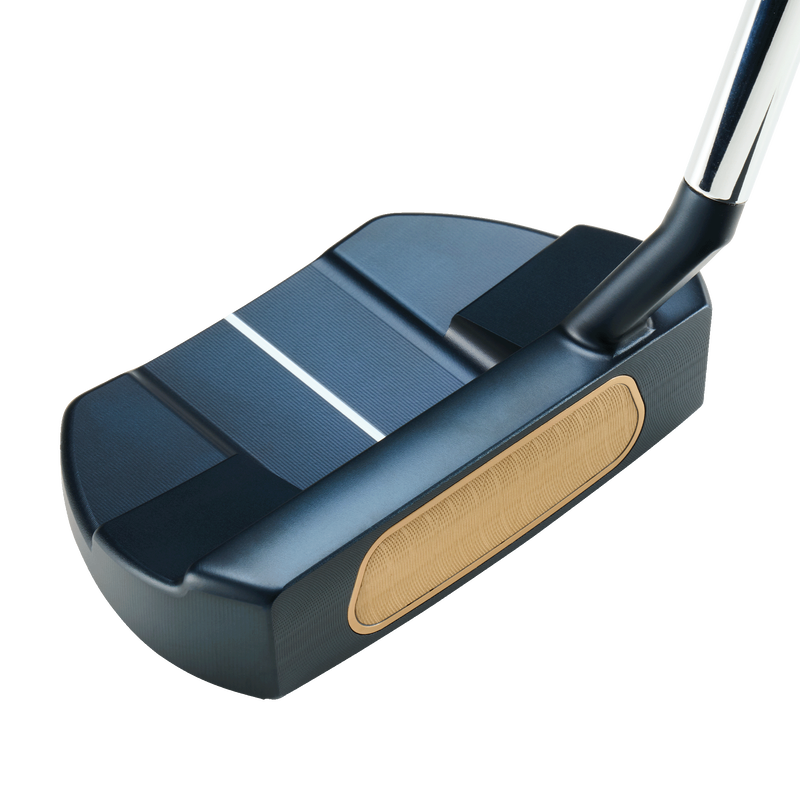 Odyssey AI-ONE Milled Three helfräst blad-putter, sedd ovanifrån vid adress