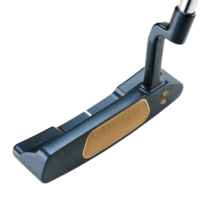 Odyssey AI-ONE Milled Two helfräst blad-putter, sedd ovanifrån vid adress