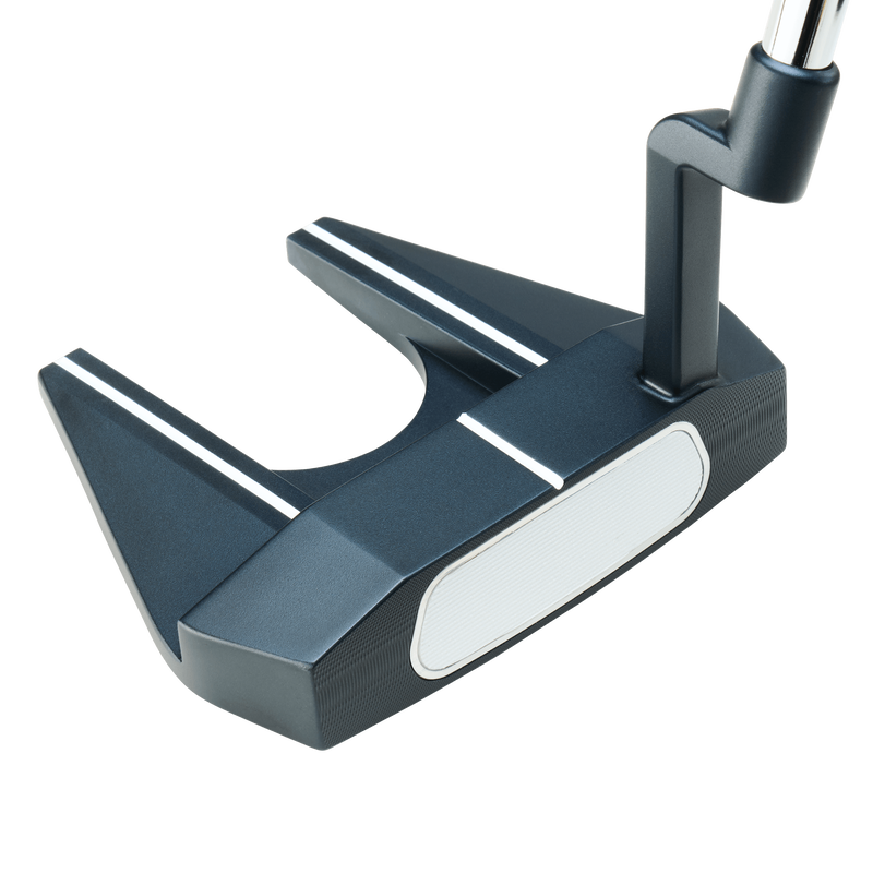 Odyssey AI-ONE Seven fang-mallet putter, sedd ovanifrån vid adress