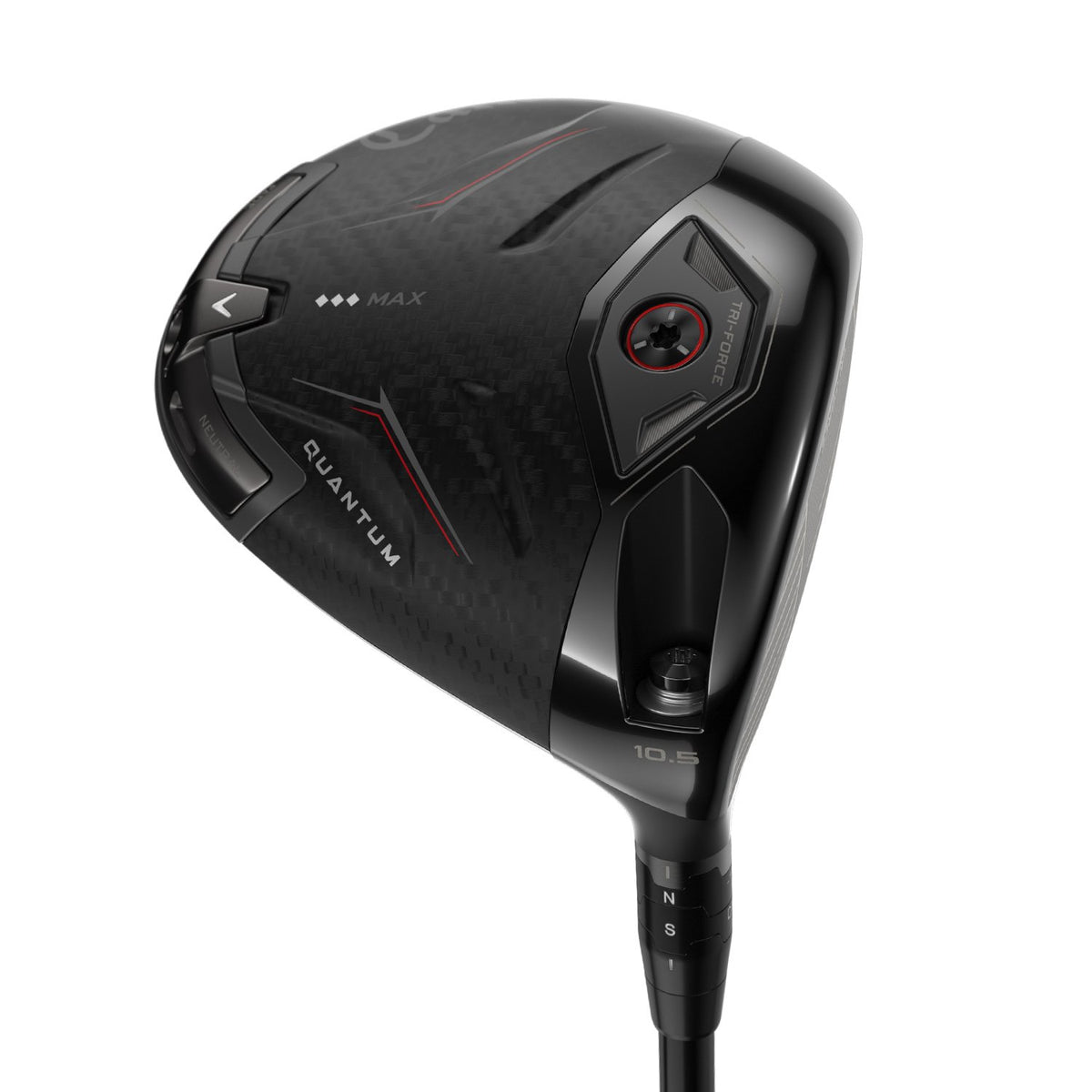 Callaway Quantum Triple Diamond Max driver, klubbhuvudet sett snett framifrån