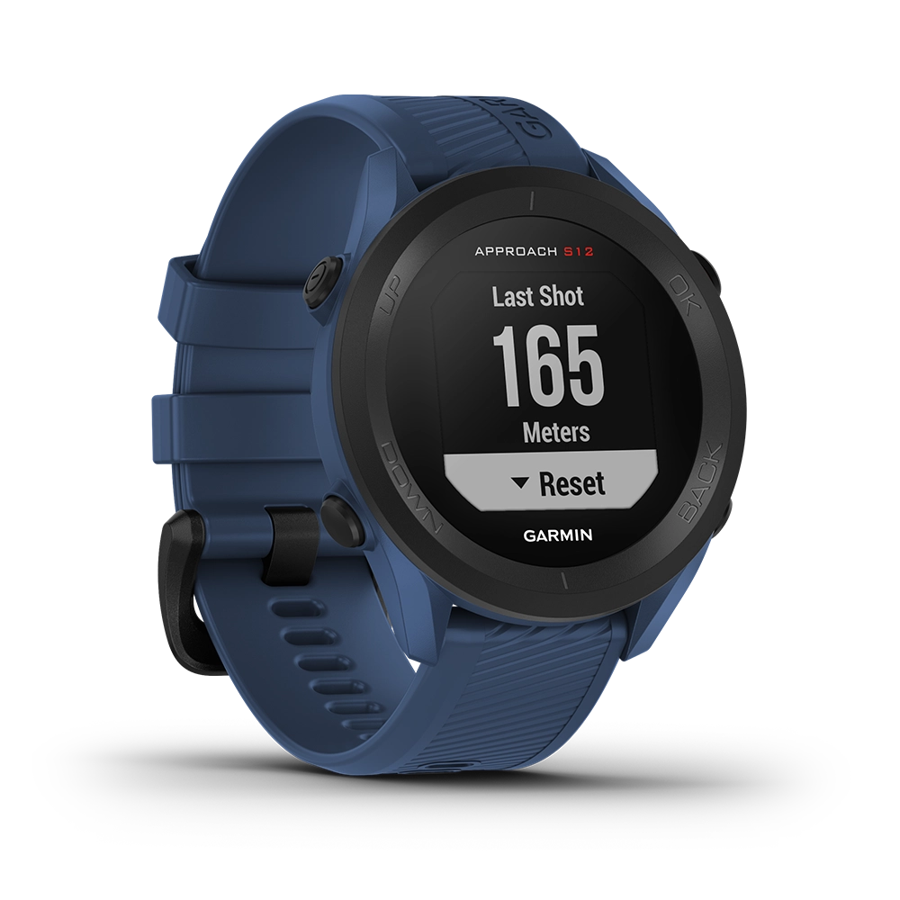 Garmin Approach S12 golfklocka i blått sedd från sidan