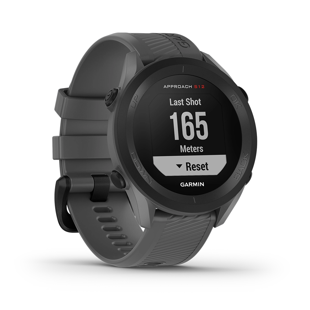 Garmin Approach S12 golfklocka i skiffergrått sedd från sidan