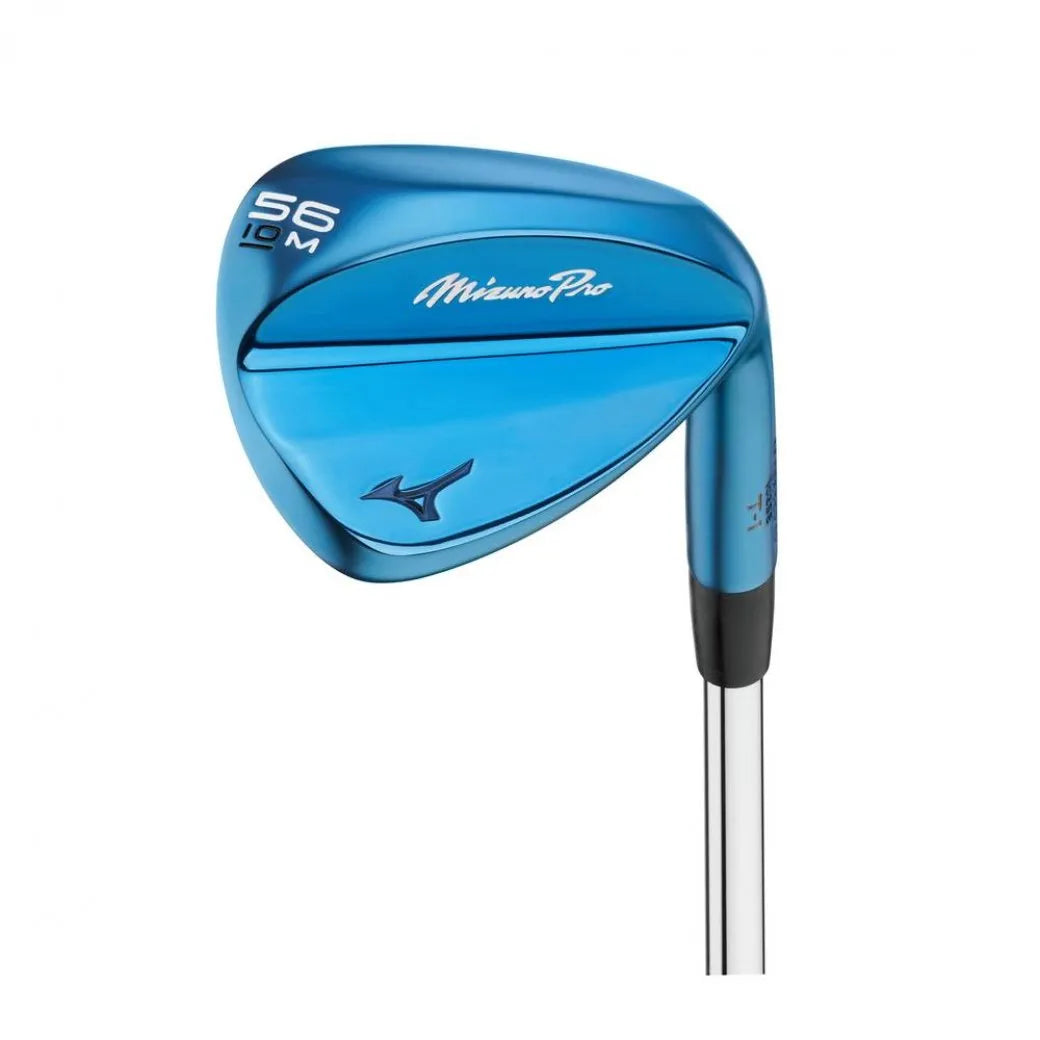 Mizuno Pro T-1 Blue IP wedge, klubbhuvud sett snett framifrån