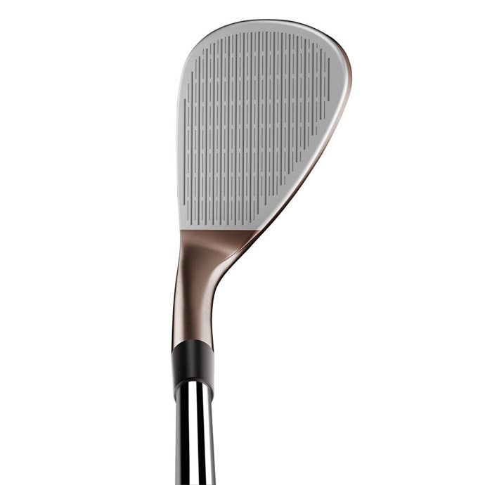 TaylorMade Milled Grind Hi-Toe 3 wedge, träffytan med hög tåprofil sedd framifrån