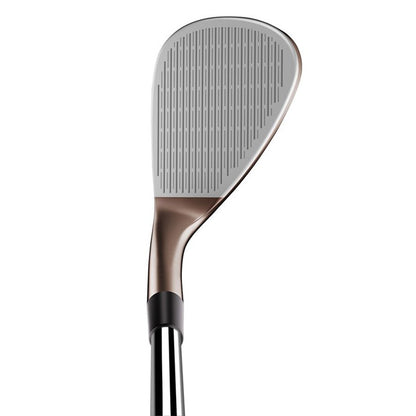 TaylorMade Milled Grind Hi-Toe 3 wedge, träffytan med hög tåprofil sedd framifrån