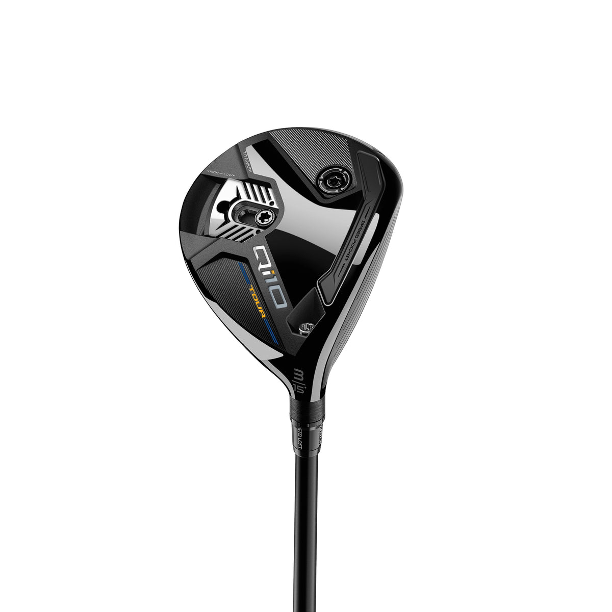 TaylorMade Qi10 Tour fairwaywood, klubbhuvudet sett snett framifrån