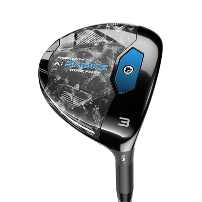 Callaway Paradym AI Smoke MAX FAST fairwaywood, klubbhuvudet sett snett framifrån