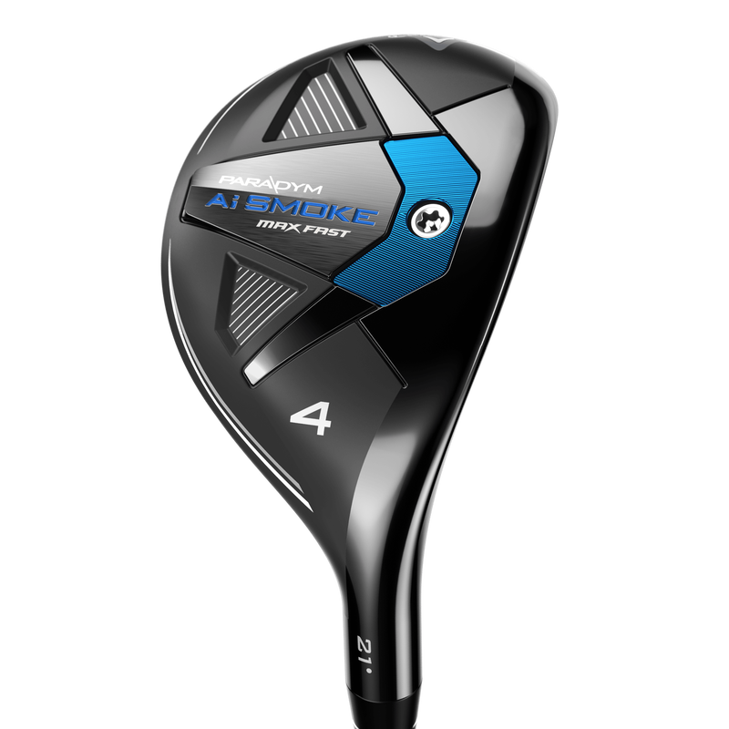 Callaway Paradym AI Smoke MAX FAST hybrid, klubbhuvudet sett snett framifrån