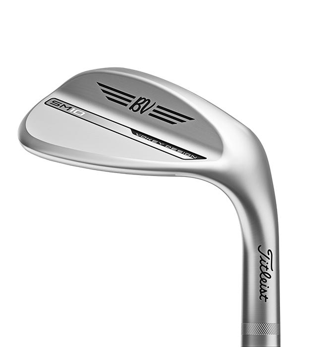 Titleist Vokey SM10 Tour Chrome wedge, klubbhuvud sett snett framifrån